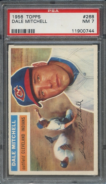 1956 TOPPS 268 DALE MITCHELL PSA NM 7