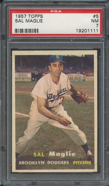1957 TOPPS 5 SAL MAGLIE PSA NM 7