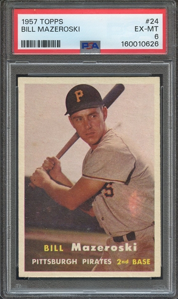 1957 TOPPS 24 BILL MAZEROSKI PSA EX-MT 6
