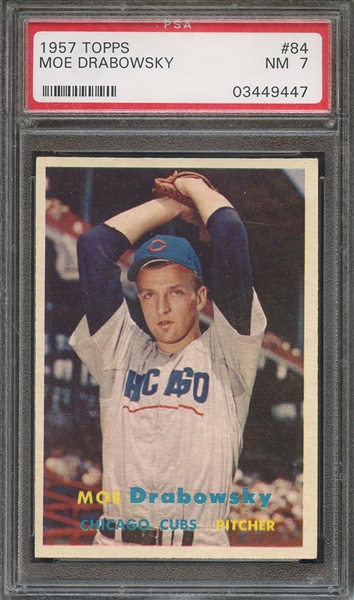 1957 TOPPS 84 MOE DRABOWSKY PSA NM 7