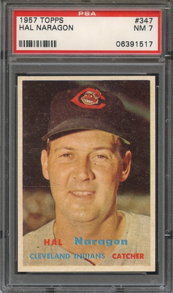 1957 TOPPS 347 HAL NARAGON PSA NM 7