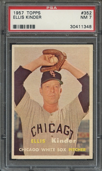 1957 TOPPS 352 ELLIS KINDER PSA NM 7