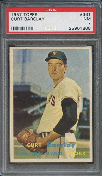 1957 TOPPS 361 CURT BARCLAY PSA NM 7