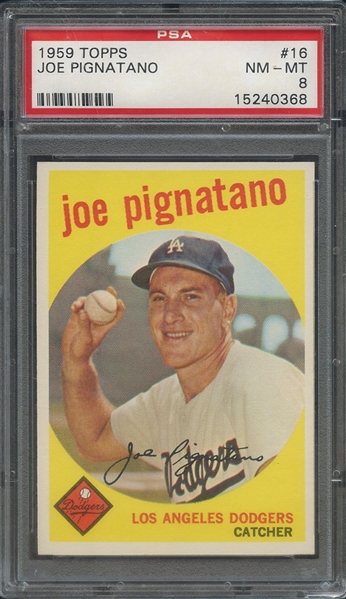 1959 TOPPS 16 JOE PIGNATANO PSA NM-MT 8