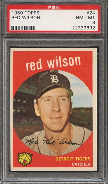 1959 TOPPS 24 RED WILSON PSA NM-MT 8