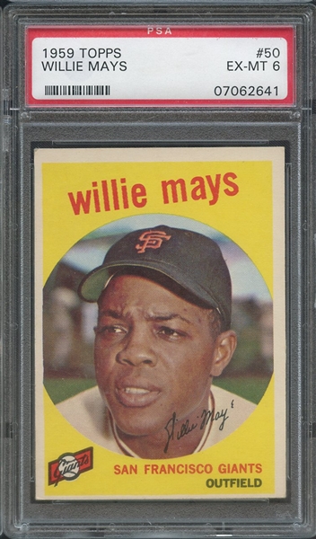 1959 TOPPS 50 WILLIE MAYS PSA EX-MT 6