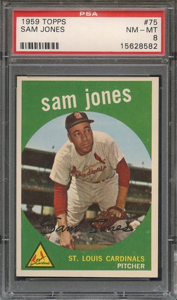 1959 TOPPS 75 SAM JONES PSA NM-MT 8