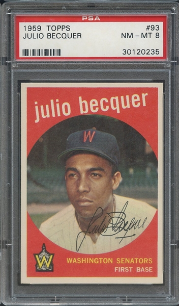 1959 TOPPS 93 JULIO BECQUER PSA NM-MT 8