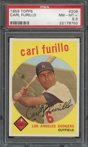 1959 TOPPS 206 CARL FURILLO PSA NM-MT+ 8.5