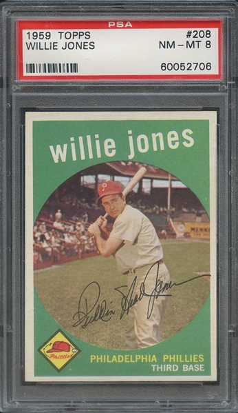 1959 TOPPS 208 WILLIE JONES PSA NM-MT 8