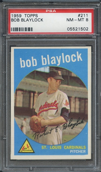 1959 TOPPS 211 BOB BLAYLOCK PSA NM-MT 8