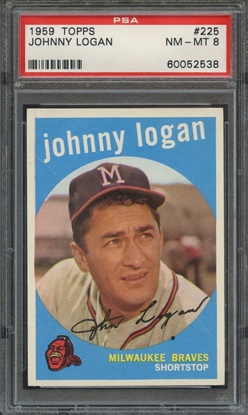 1959 TOPPS 225 JOHNNY LOGAN PSA NM-MT 8