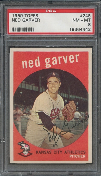 1959 TOPPS 245 NED GARVER PSA NM-MT 8