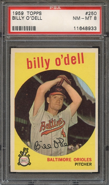 1959 TOPPS 250 BILLY O'DELL PSA NM-MT 8