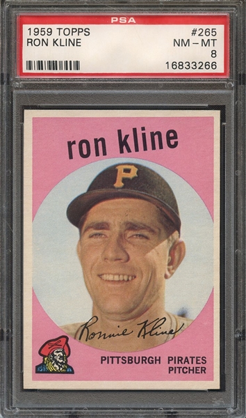 1959 TOPPS 265 RON KLINE PSA NM-MT 8