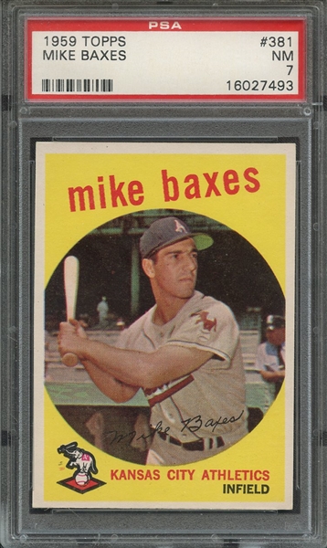 1959 TOPPS 381 MIKE BAXES PSA NM 7