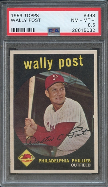 1959 TOPPS 398 WALLY POST PSA NM-MT+ 8.5