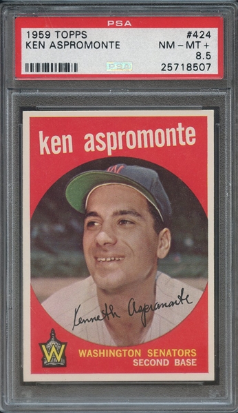 1959 TOPPS 424 KEN ASPROMONTE PSA NM-MT+ 8.5
