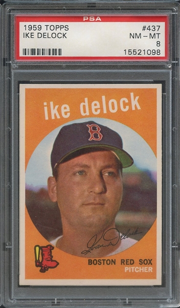 1959 TOPPS 437 IKE DELOCK PSA NM-MT 8