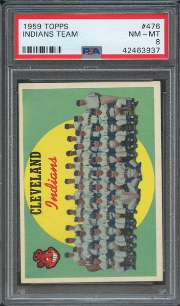 1959 TOPPS 476 INDIANS TEAM PSA NM-MT 8