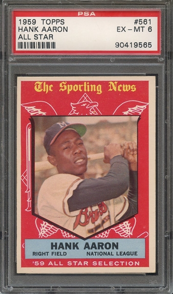 1959 TOPPS 561 HANK AARON ALL STAR PSA EX-MT 6