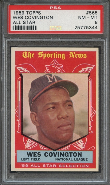 1959 TOPPS 565 WES COVINGTON ALL STAR PSA NM-MT 8