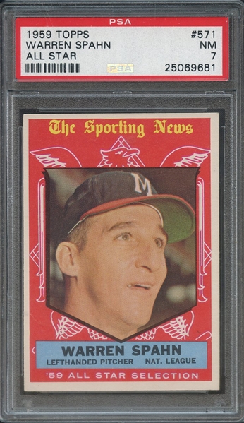 1959 TOPPS 571 WARREN SPAHN ALL STAR PSA NM 7