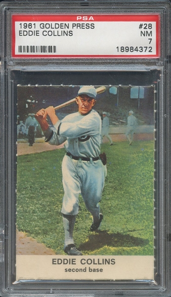 1961 GOLDEN PRESS 28 EDDIE COLLINS PSA NM 7