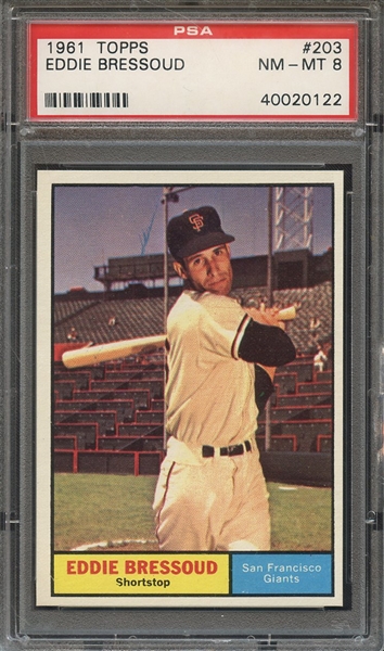 1961 TOPPS 203 EDDIE BRESSOUD PSA NM-MT 8