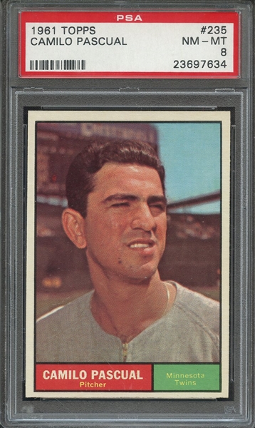 1961 TOPPS 235 CAMILO PASCUAL PSA NM-MT 8