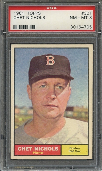 1961 TOPPS 301 CHET NICHOLS PSA NM-MT 8