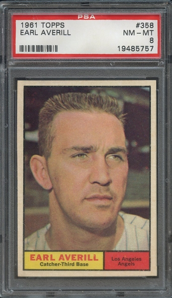 1961 TOPPS 358 EARL AVERILL PSA NM-MT 8