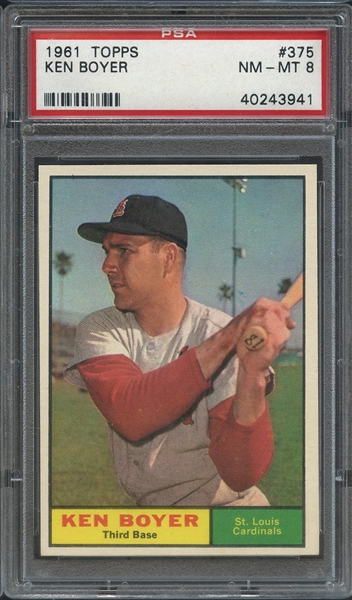 1961 TOPPS 375 KEN BOYER PSA NM-MT 8