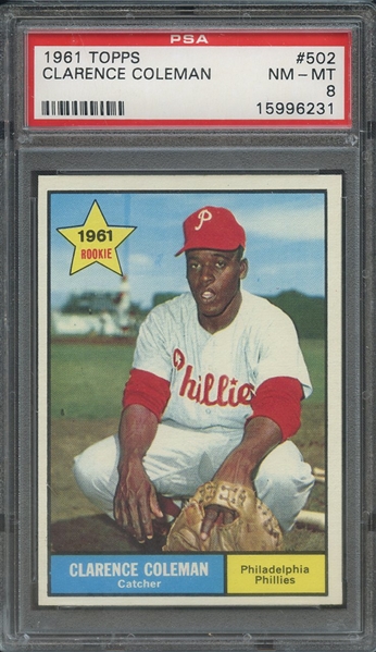 1961 TOPPS 502 CLARENCE COLEMAN PSA NM-MT 8