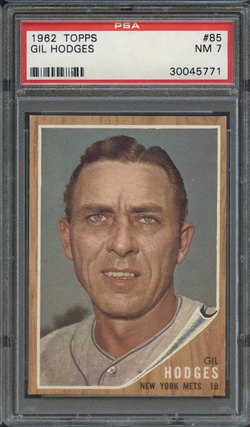 1962 TOPPS 85 GIL HODGES PSA NM 7