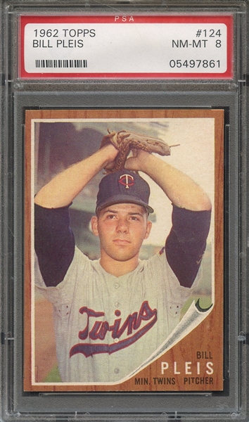 1962 TOPPS 124 BILL PLEIS PSA NM-MT 8