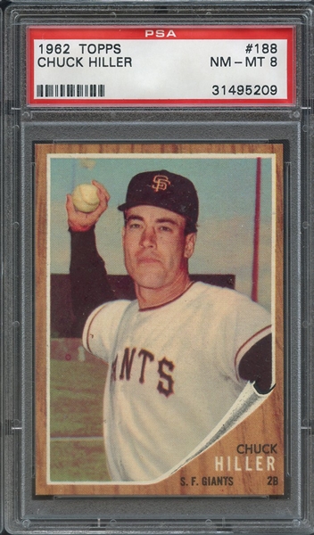 1962 TOPPS 188 CHUCK HILLER PSA NM-MT 8