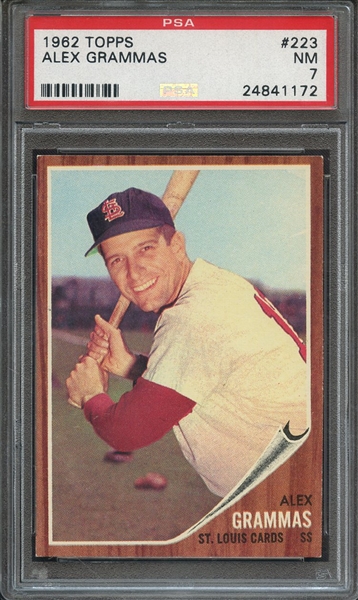 1962 TOPPS 223 ALEX GRAMMAS PSA NM 7