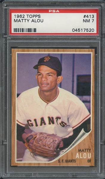 1962 TOPPS 413 MATTY ALOU PSA NM 7