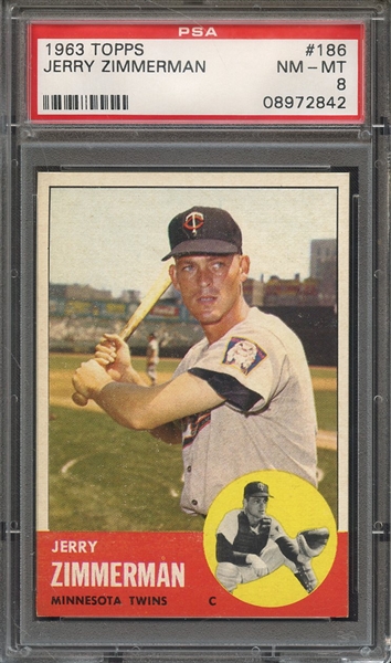 1963 TOPPS 186 JERRY ZIMMERMAN PSA NM-MT 8