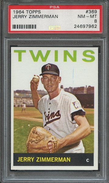 1964 TOPPS 369 JERRY ZIMMERMAN PSA NM-MT 8