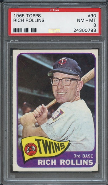 1965 TOPPS 90 RICH ROLLINS PSA NM-MT 8