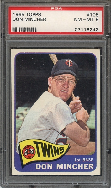 1965 TOPPS 108 DON MINCHER PSA NM-MT 8