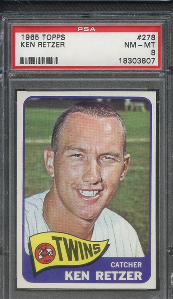 1965 TOPPS 278 KEN RETZER PSA NM-MT 8