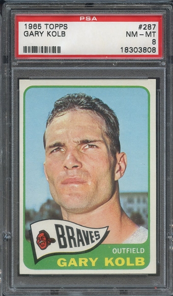 1965 TOPPS 287 GARY KOLB PSA NM-MT 8