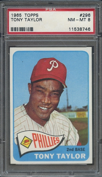 1965 TOPPS 296 TONY TAYLOR PSA NM-MT 8