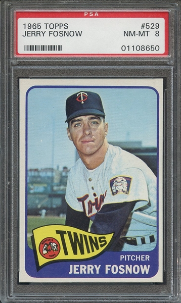 1965 TOPPS 529 JERRY FOSNOW PSA NM-MT 8