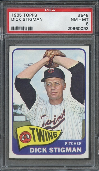 1965 TOPPS 548 DICK STIGMAN PSA NM-MT 8