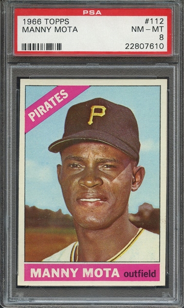 1966 TOPPS 112 MANNY MOTA PSA NM-MT 8