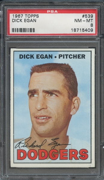1967 TOPPS 539 DICK EGAN PSA NM-MT 8